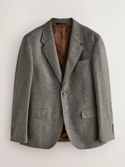 Discount Next Grey Slim Fit Wool Blend Herringbone Stripe Suit Jacket