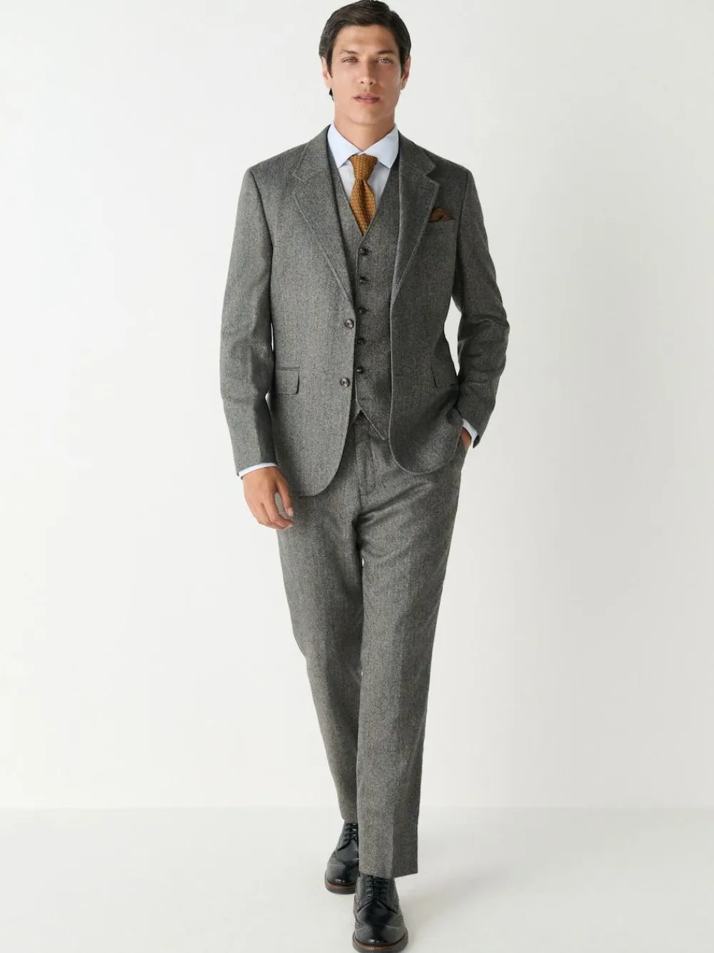 Next Grey Slim Fit Wool Blend Herringbone Stripe Suit Waistcoat^ Vests
