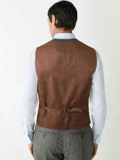 Next Grey Slim Fit Wool Blend Herringbone Stripe Suit Waistcoat^ Vests