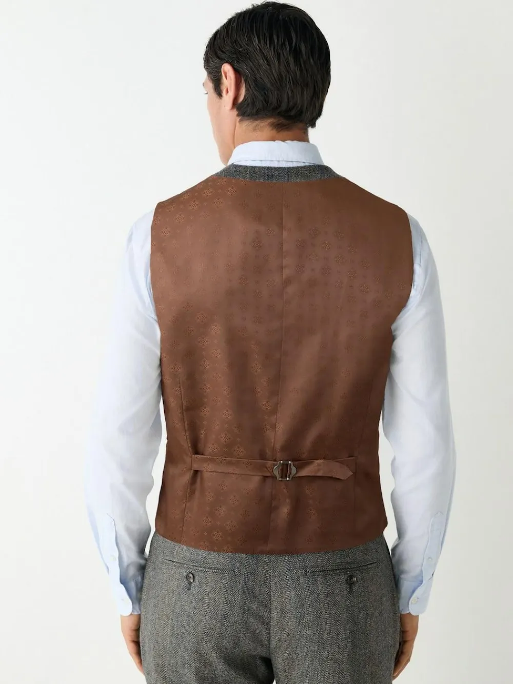 Next Grey Slim Fit Wool Blend Herringbone Stripe Suit Waistcoat^ Vests