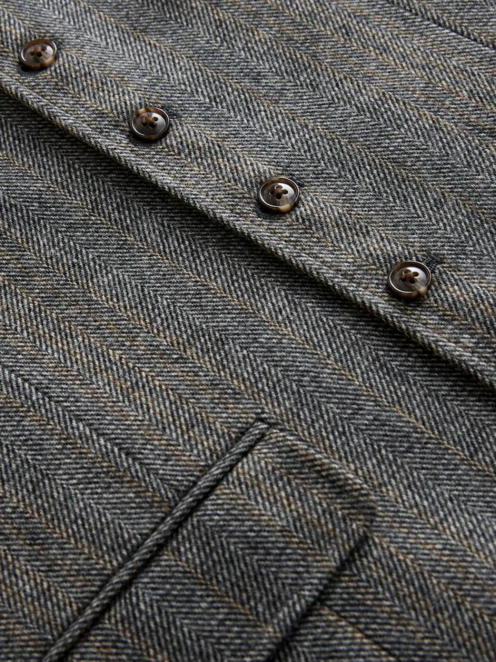 Next Grey Slim Fit Wool Blend Herringbone Stripe Suit Waistcoat^ Vests