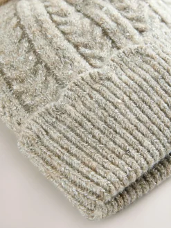 Next Grey Sparkle Knitted Pom Hat^Women Hats