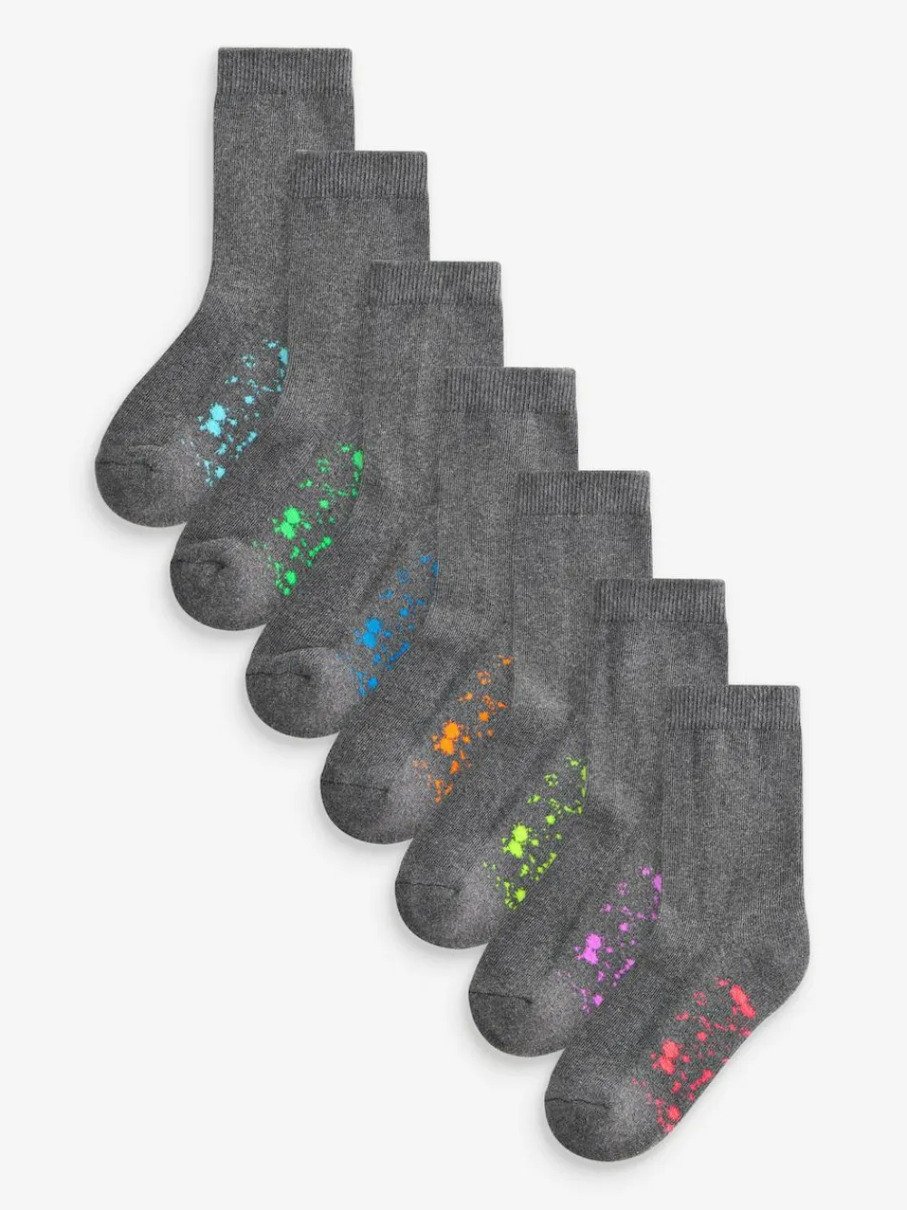 Outlet Next Cotton Rich Cushioned Socks 7 Pack Grey Splat