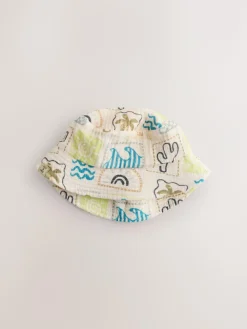 Online Next Grey Stampy Printed Woven Baby Bucket Hats 2 Pack (0mths-2yrs)