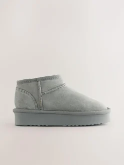 Hot Next Grey Standard Fit (F) Flatform Mini Warm Lined Water Repellent Suede Pull-On Boots