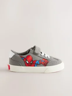 Next Grey Standard Fit (F) Spiderman Touch Fastening Elastic Lace Trainers^ First Shoes