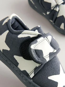 Online Next Grey Star Touch Fastening Cupsole Slippers