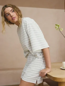 Outlet Next Textured Short Pyjamas Grey Stripe