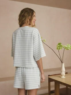 Outlet Next Textured Short Pyjamas Grey Stripe