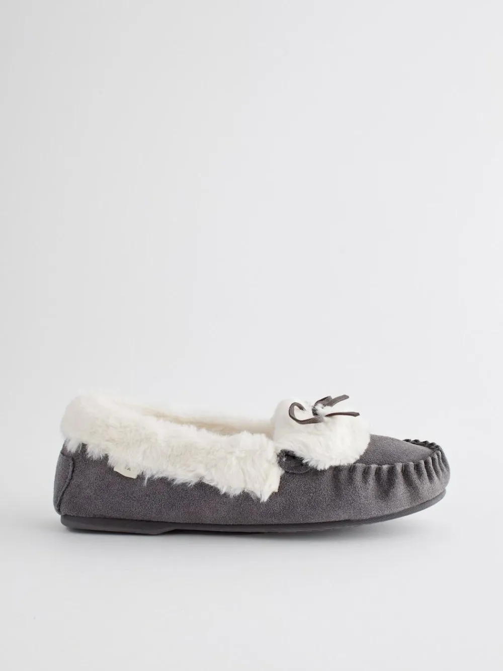 Next Grey Suede Moccasin Slippers^Women Slippers