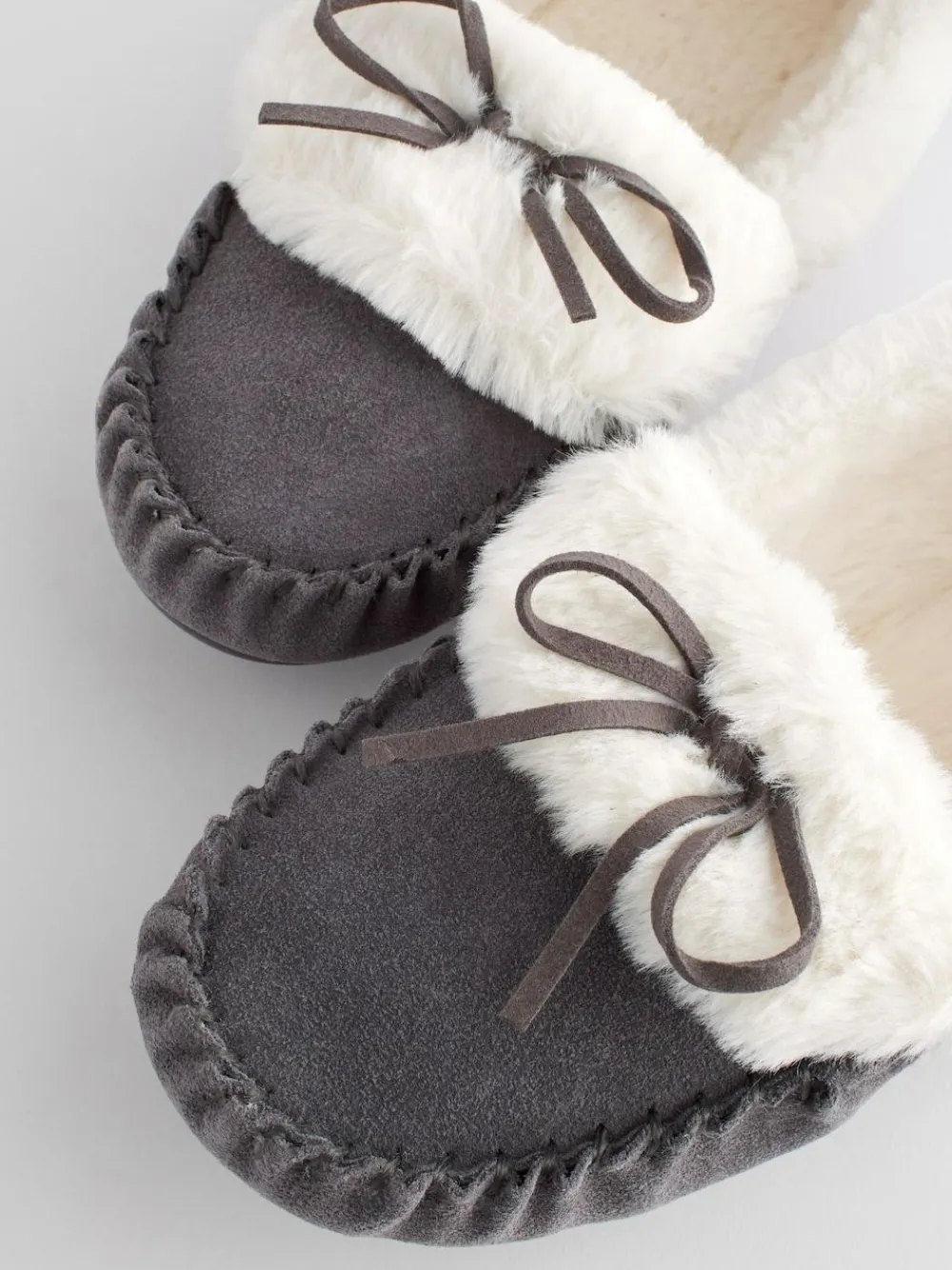 Next Grey Suede Moccasin Slippers^Women Slippers
