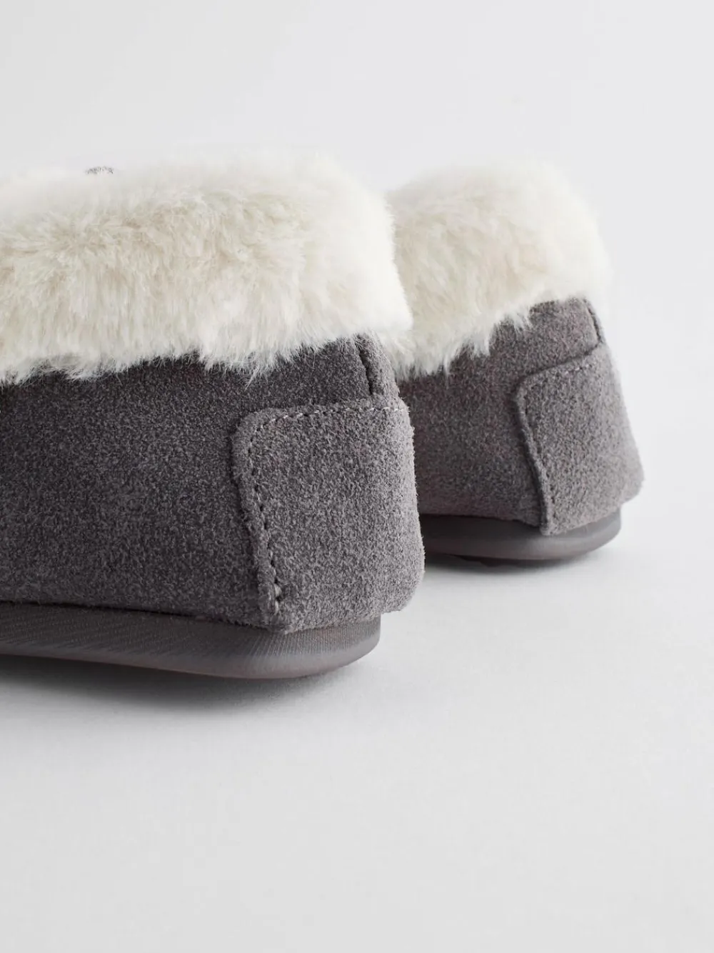 Next Grey Suede Moccasin Slippers^Women Slippers