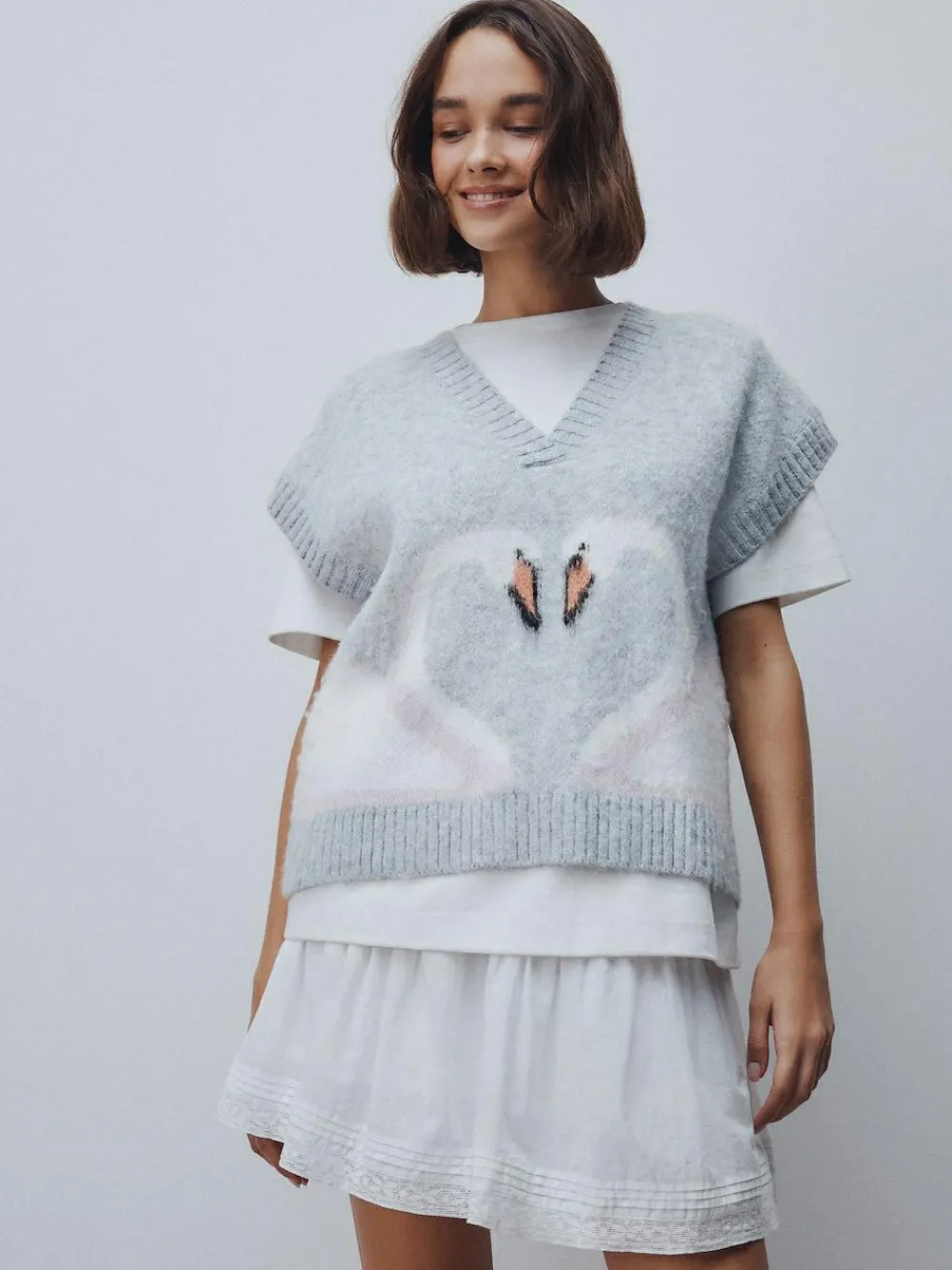 New Next Knitted Tank Grey Swan Scene