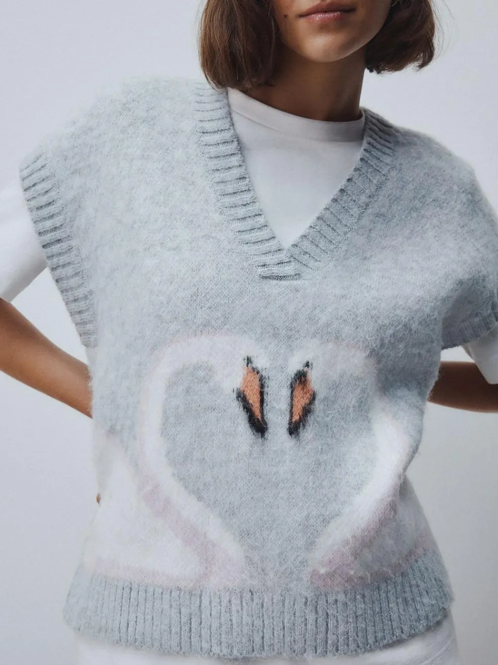 New Next Knitted Tank Grey Swan Scene