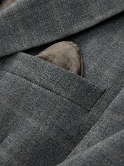 Next Grey Tailored Fit Check Flannel Suit Jacket^ Grey Suits