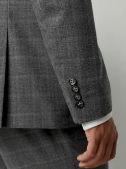 Next Grey Tailored Fit Check Flannel Suit Jacket^ Grey Suits