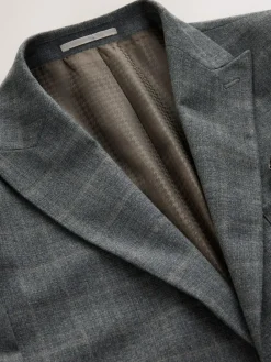 Next Grey Tailored Fit Check Flannel Suit Jacket^ Grey Suits