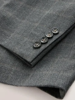 Next Grey Tailored Fit Check Flannel Suit Jacket^ Grey Suits
