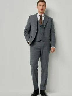 Sale Next Grey Tailored Fit Check Flannel Suit Waistcoat