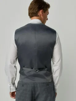 Sale Next Grey Tailored Fit Check Flannel Suit Waistcoat