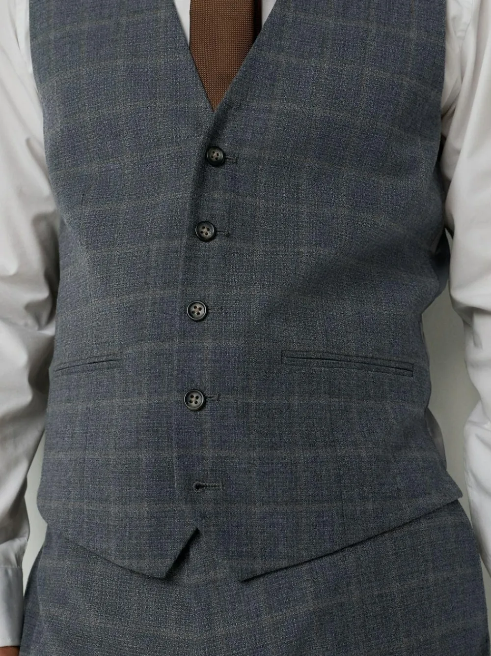 Sale Next Grey Tailored Fit Check Flannel Suit Waistcoat