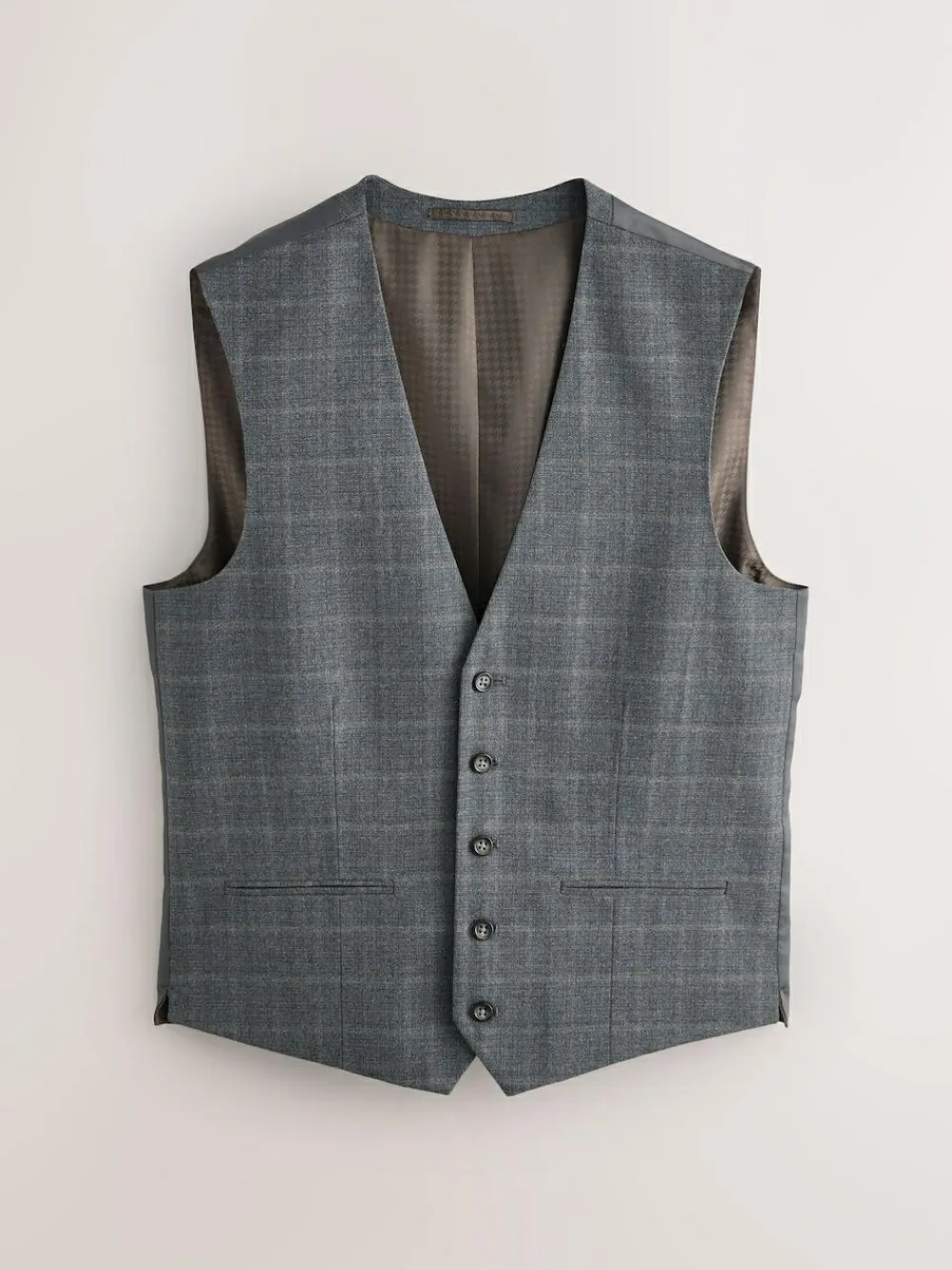 Sale Next Grey Tailored Fit Check Flannel Suit Waistcoat