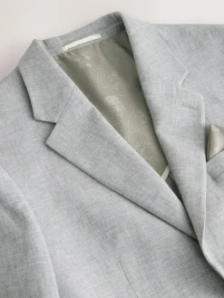 New Next Tailored Fit Linen Blend Texture Suit Jacket Grey