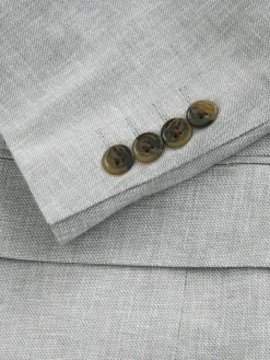 New Next Tailored Fit Linen Blend Texture Suit Jacket Grey