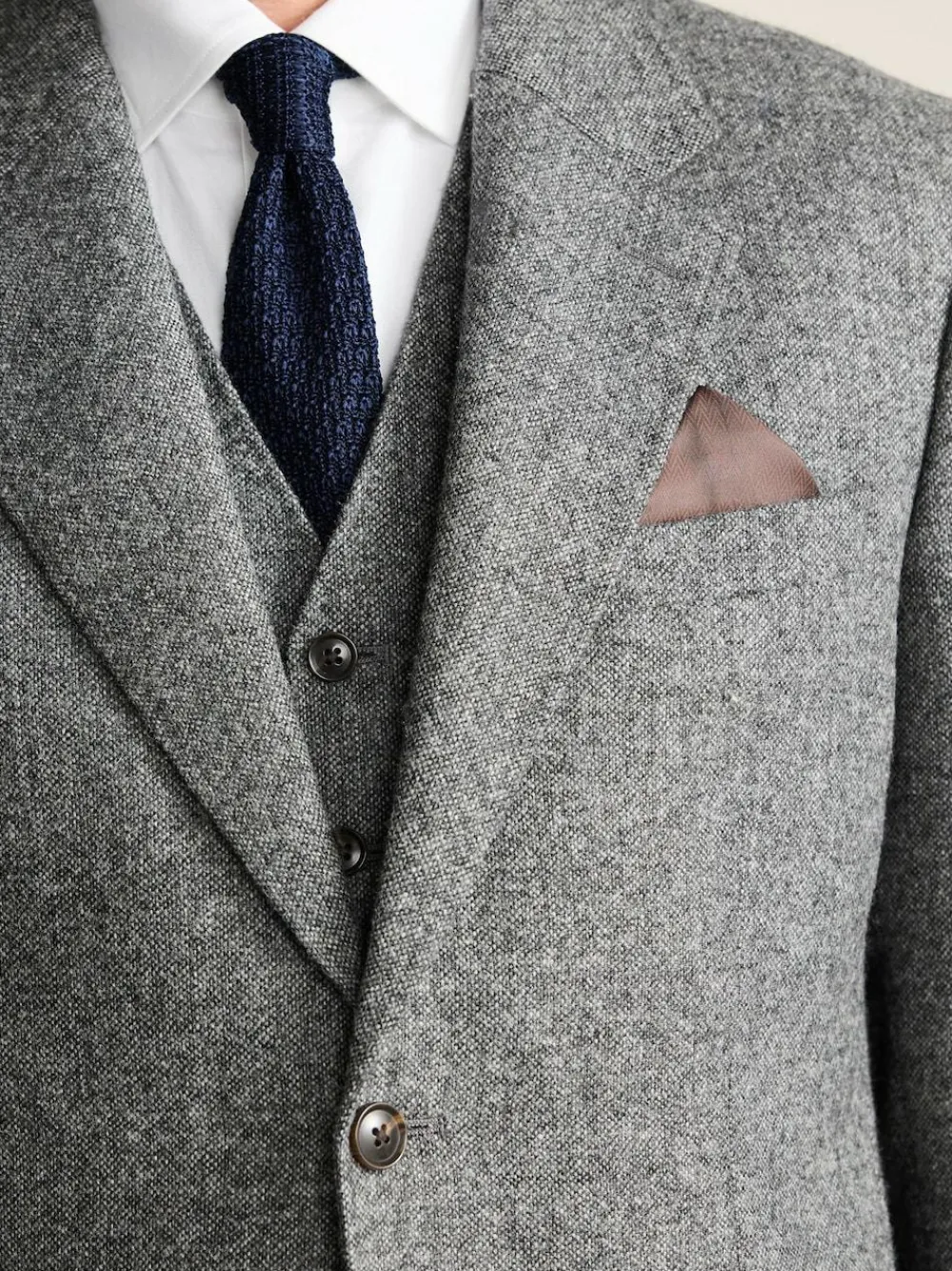Next Tailored Fit Signature Abraham Moon 100% British Wool Donegal Suit Jacket^ Grey Suits|Blazers & Formal Jackets