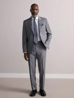 New Next Grey Tailored Fit Signature Zignone Italian Check Suit Jacke