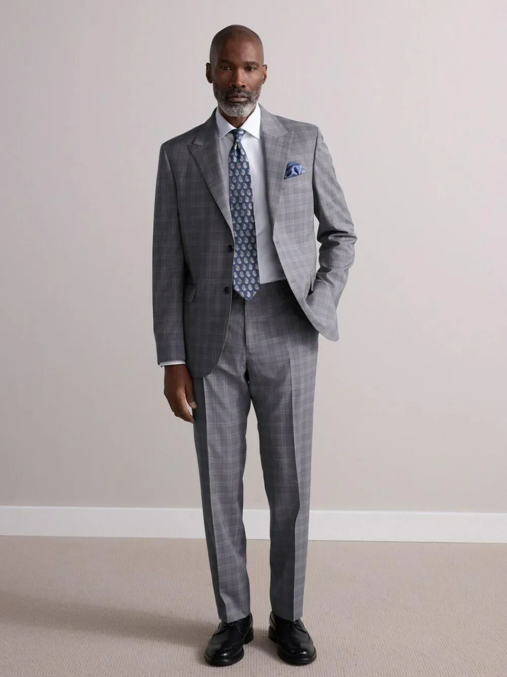 New Next Grey Tailored Fit Signature Zignone Italian Check Suit Jacke