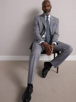 New Next Grey Tailored Fit Signature Zignone Italian Check Suit Jacke