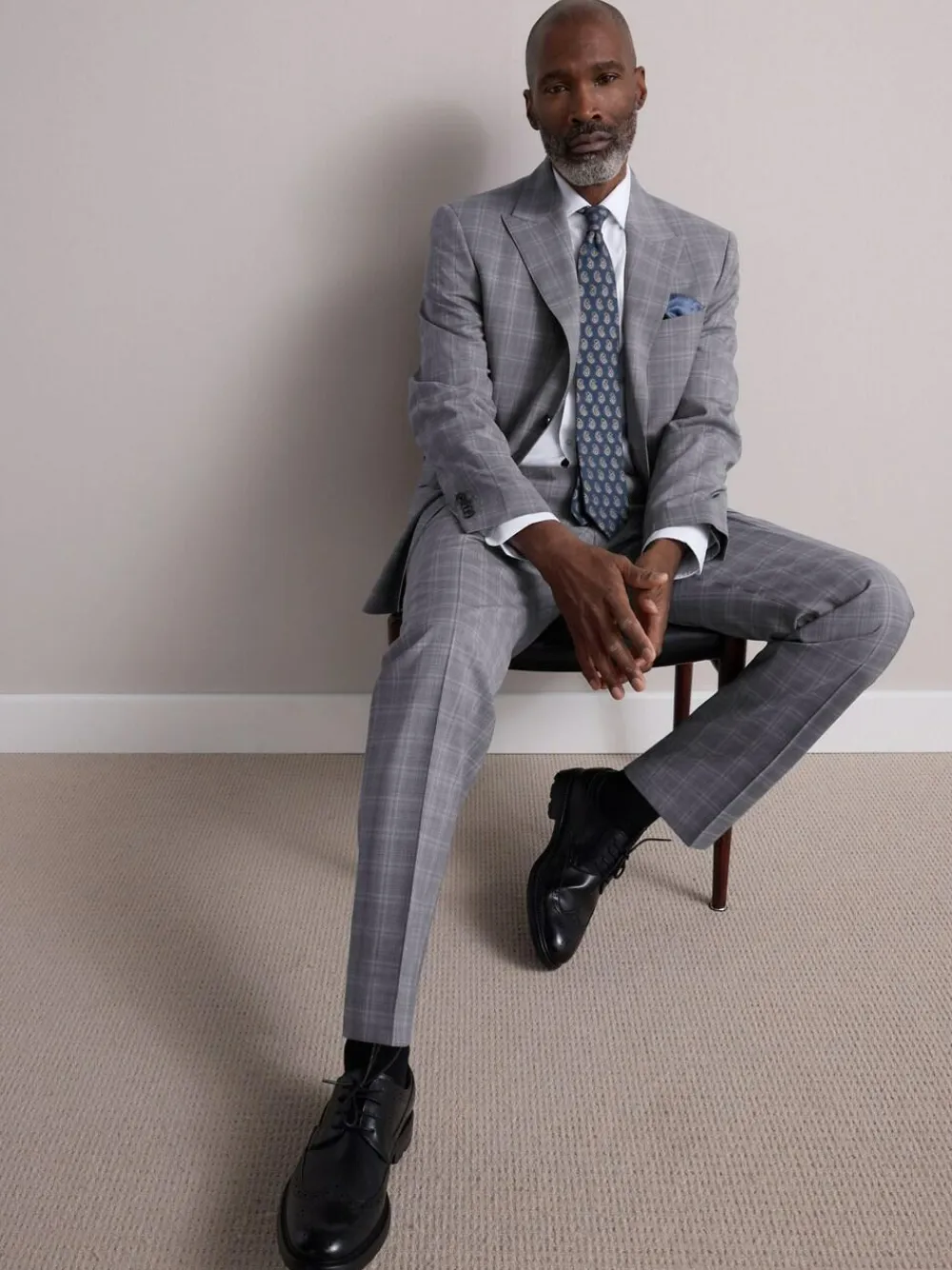 New Next Grey Tailored Fit Signature Zignone Italian Check Suit Jacke