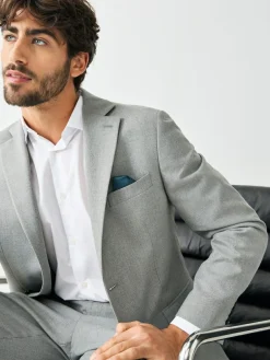 Next Tailored Fit Textured Suit Jacket^ Grey Suits