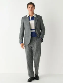 Next Grey Tailored Fit Wool Blend Check Texture Suit Jacket^ Grey Suits