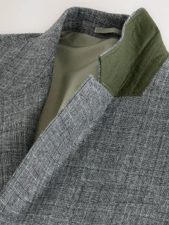 Next Grey Tailored Fit Wool Blend Check Texture Suit Jacket^ Grey Suits