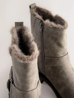 Next Forever Comfort® Faux Fur Hardware Ankle Boots^Women Wide Fit & Extra Wide Fit