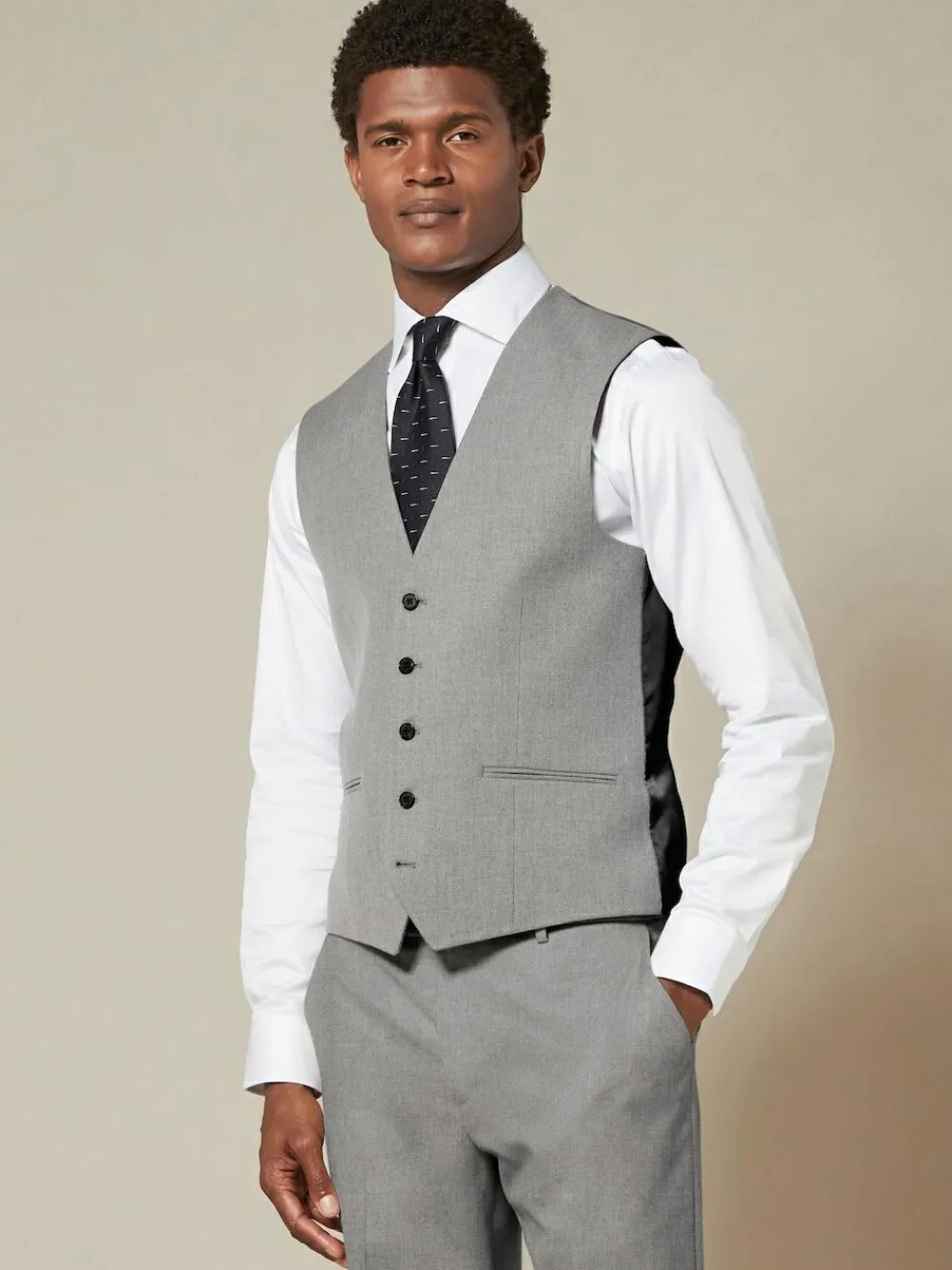 Sale Next Grey Textured Suit Waistcoat