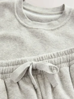 Online Next Towelling Short Sleeve Pyjamas Set Grey