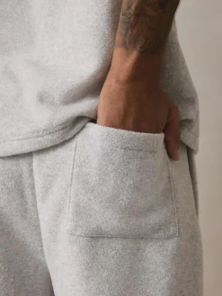 Online Next Towelling Short Sleeve Pyjamas Set Grey