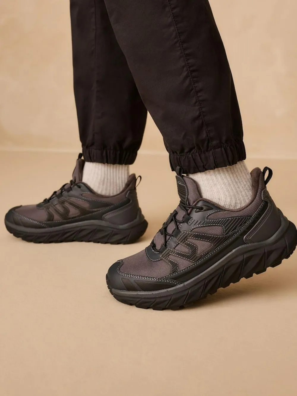 Next Grey Water Resistant Elastic Lace Trainers^BOY Sneakers