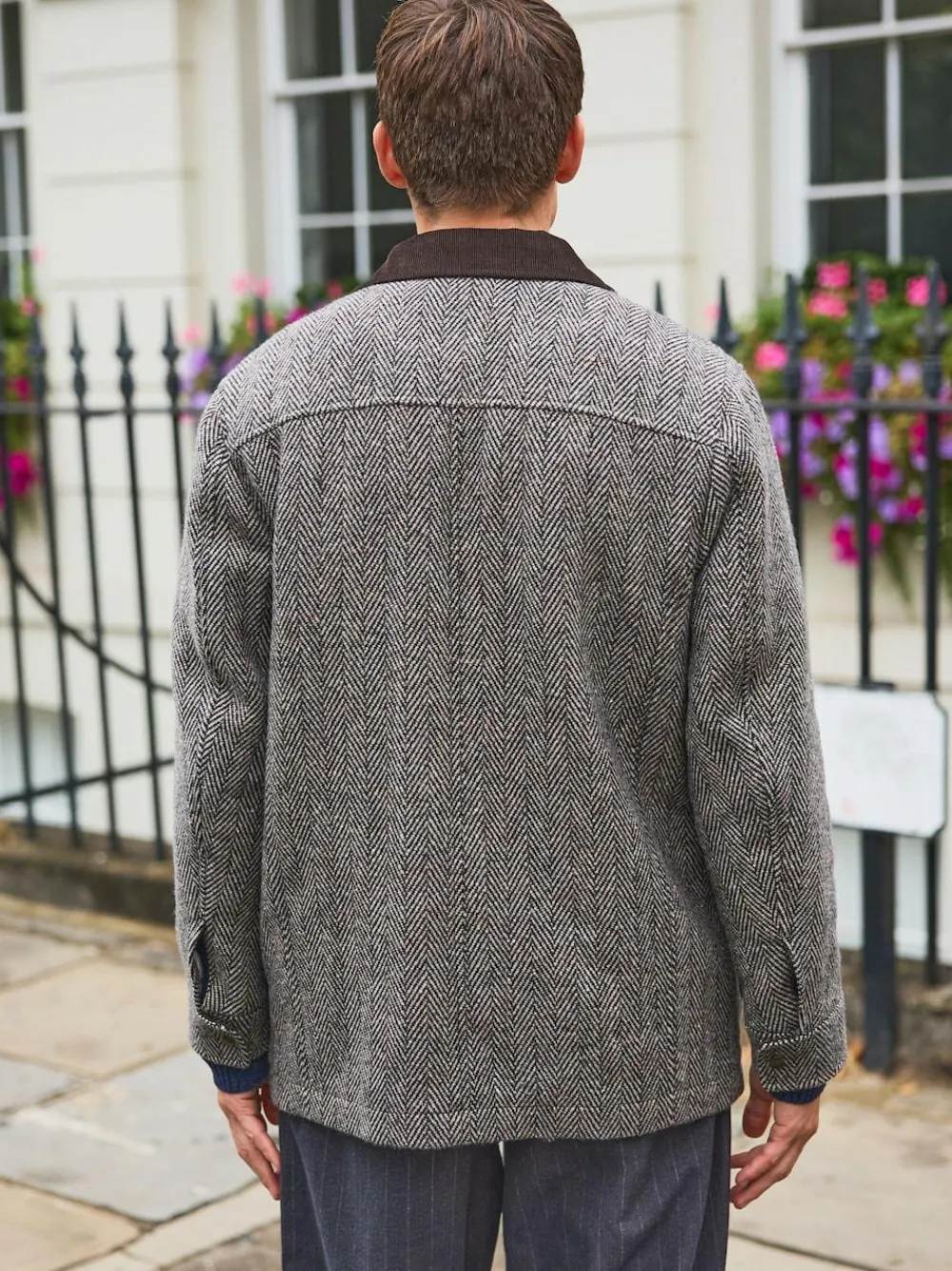 Clearance Next Grey Wool Blend Herringbone Quilted Corduroy Collar Jacket