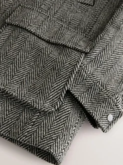 Clearance Next Grey Wool Blend Herringbone Quilted Corduroy Collar Jacket