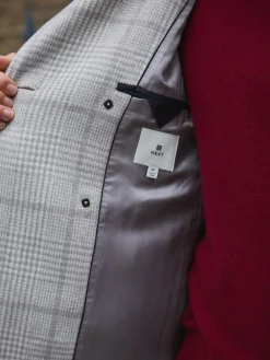 Next Grey Wool Blend Soft Touch Check Pea Coat^ Coats & Jackets|Coats & Jackets