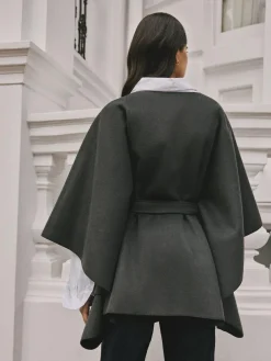 Best Next Wrap Front Cape Poncho Grey