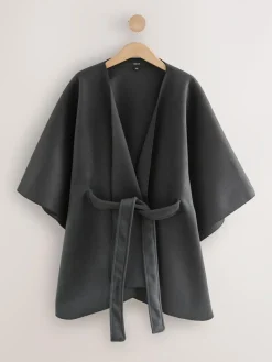 Best Next Wrap Front Cape Poncho Grey