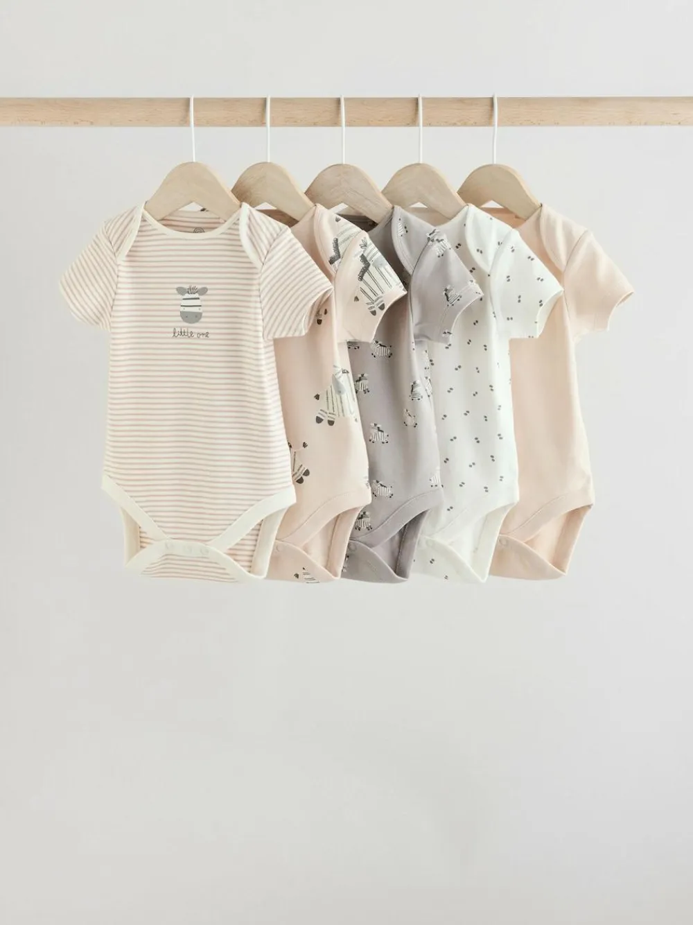 Discount Next Grey Zebra Baby Short Sleeve Bodysuits 100% Cotton 5 Pack
