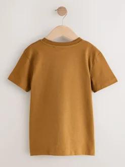 Best Next Grey/Black/Khaki Green/Tan Brown Short Sleeve Stag Embroidered T-Shirts 4 Pack (3-16yrs)