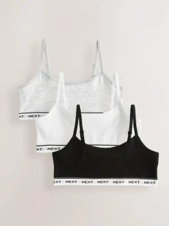 Clearance Next Grey/Black/White Strappy Crop Tops 3 Pack (5-16yrs)
