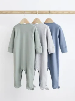 Discount Next 3 Pack Baby Sleepsuits (0-2yrs) Grey/Blue